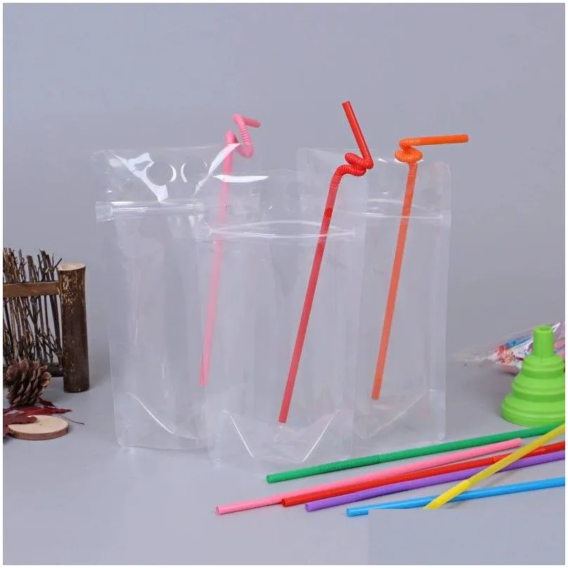 Packaging Bags Wholesale 100Pcs/Lot Drink Pouches Frosted Zipper Stand-Up Plastic Drinking Bag With St Holder Reclosable Heat-Proof Dhfxw