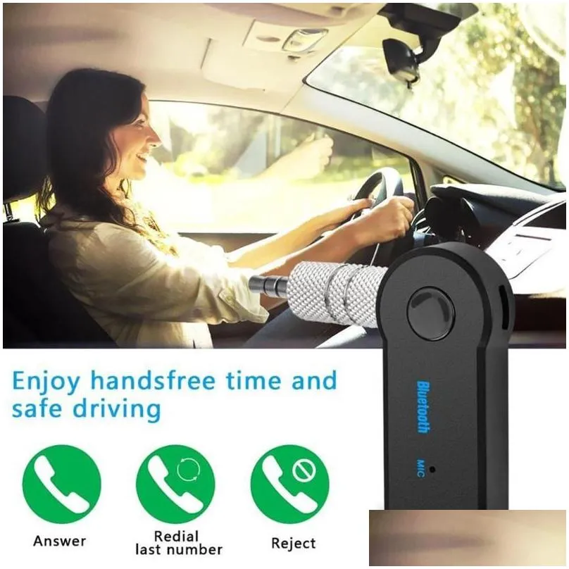 bluetooth car kit aux o receiver adapter stereo music reciever hands wireless with mic2931913