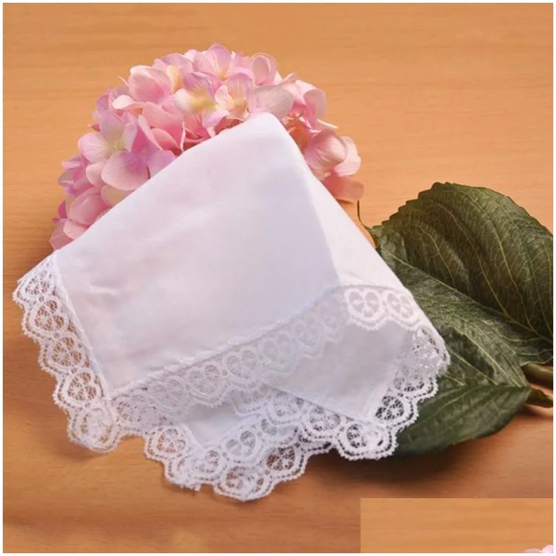 Handkerchief 23X25Cm Cotton White Lace Thin Handkerchief Women Wedding Gifts Party Decoration Cloth Napkins Plain Blank Diy Bh7596 Tyj Dhctx