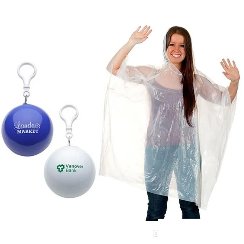 Raincoats Disposable Raincoat With Plastic Ball Er Travel Portable Keychain Poncho Emergency Solid Color Rainwear Bh1794 Drop Delivery Dhtnj