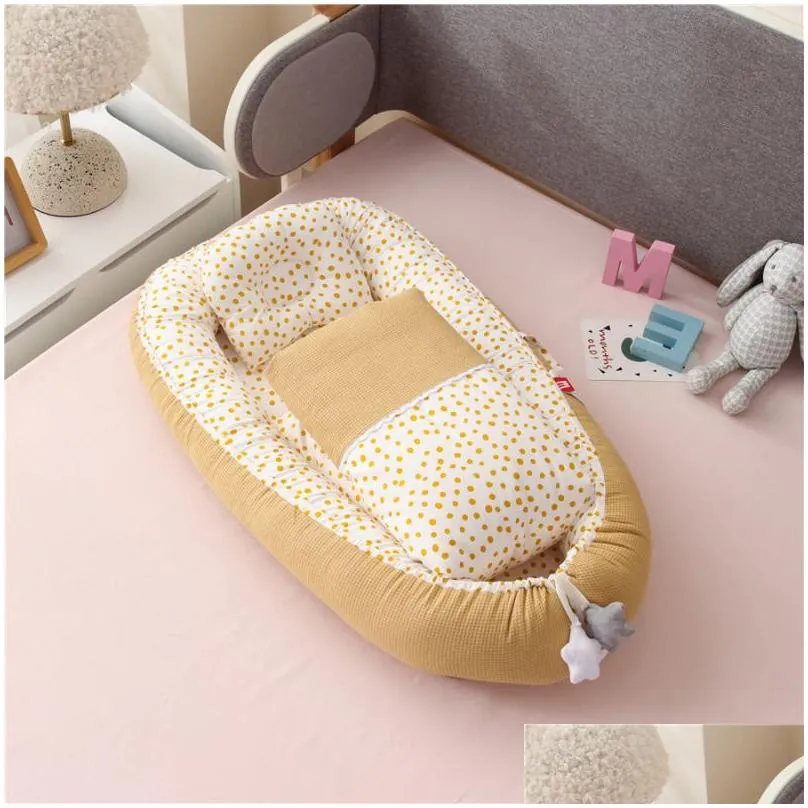 Bassinets Cradles Portable Baby Nest With Quilt Blanket Nursery Bed Cotton Crib Bumper For Born Bedding Set Sleeper Infant Accessor Dhg8K