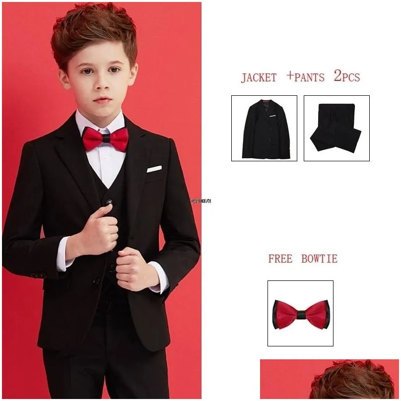 Suits Boys Black 007 Wedding Suit Kids Formal Blazer Clothing Set Gentleman Children Day Graduation Chorus Performance Dress Costume