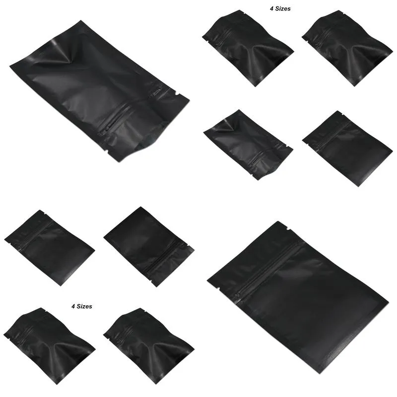 Packaging Bags Wholesale 100 Pieces Matte Black Resealable Mylar Zipper Lock Food Storage For Zip Aluminum Foil Packing Pouches Smel Dhjne