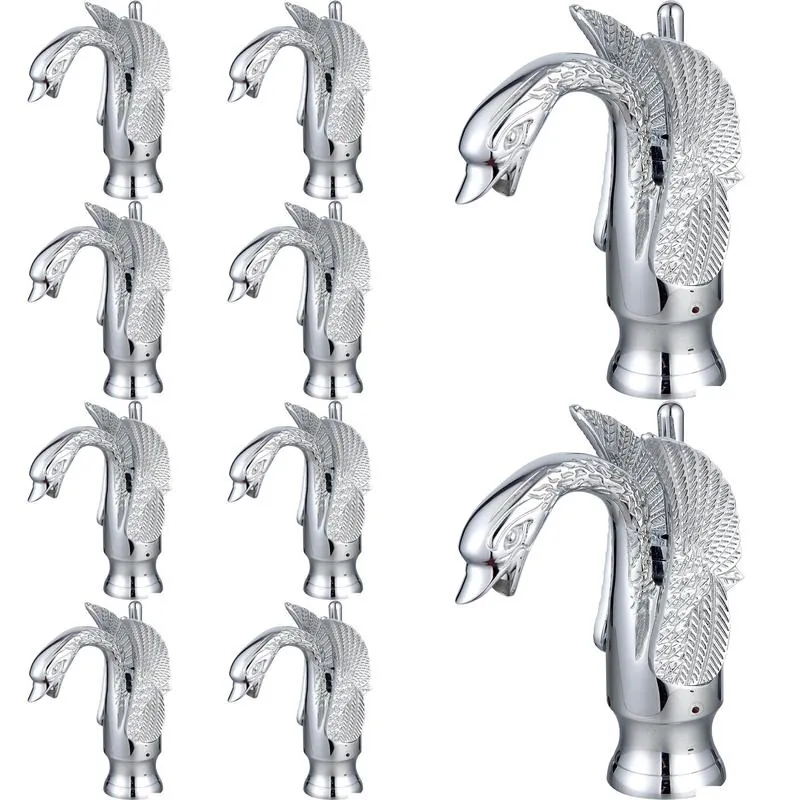 Free shipping Chrome finish Single hole bathroom basin Lavatory sink Swan faucet Deck mounted