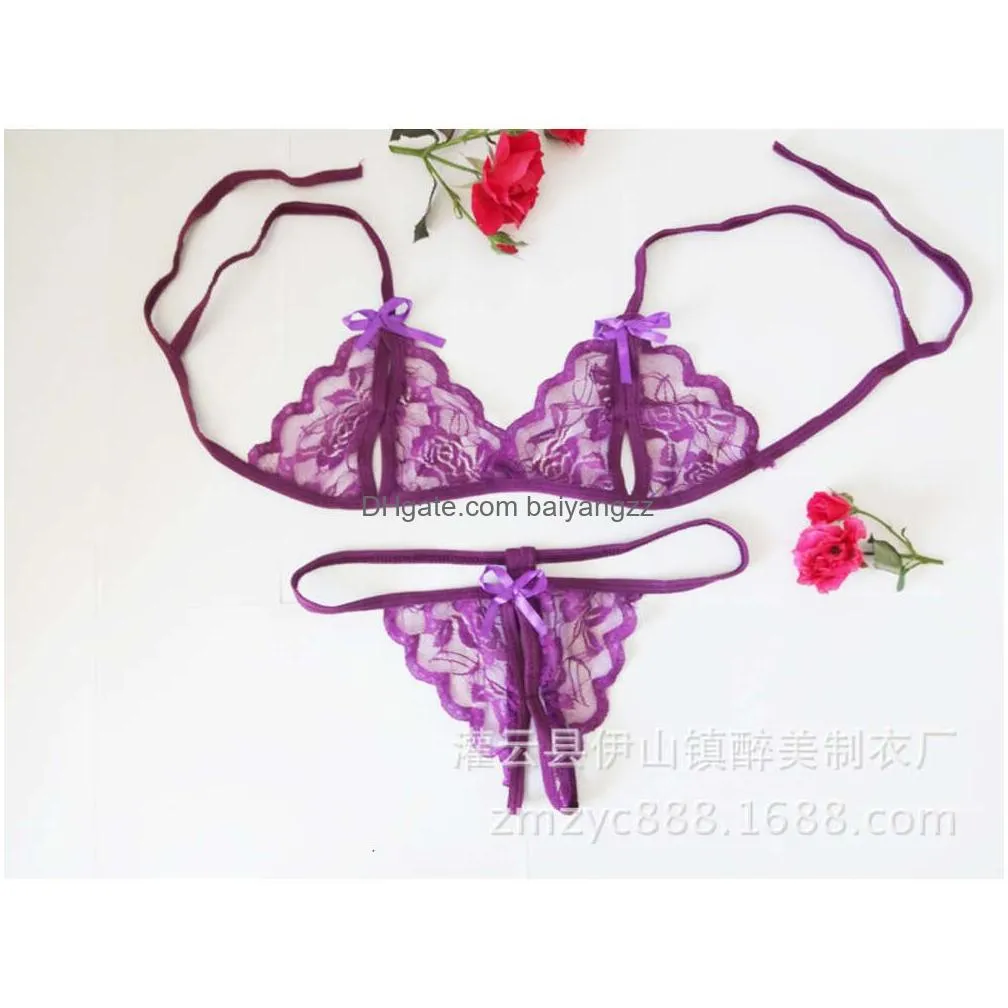 Sexy Set Hilovable-Sexy Fun Underwear 3-Point Open Range Bikini Lace Pajamas Thong 2-Piece Gift Drop Delivery Apparel Dha5E