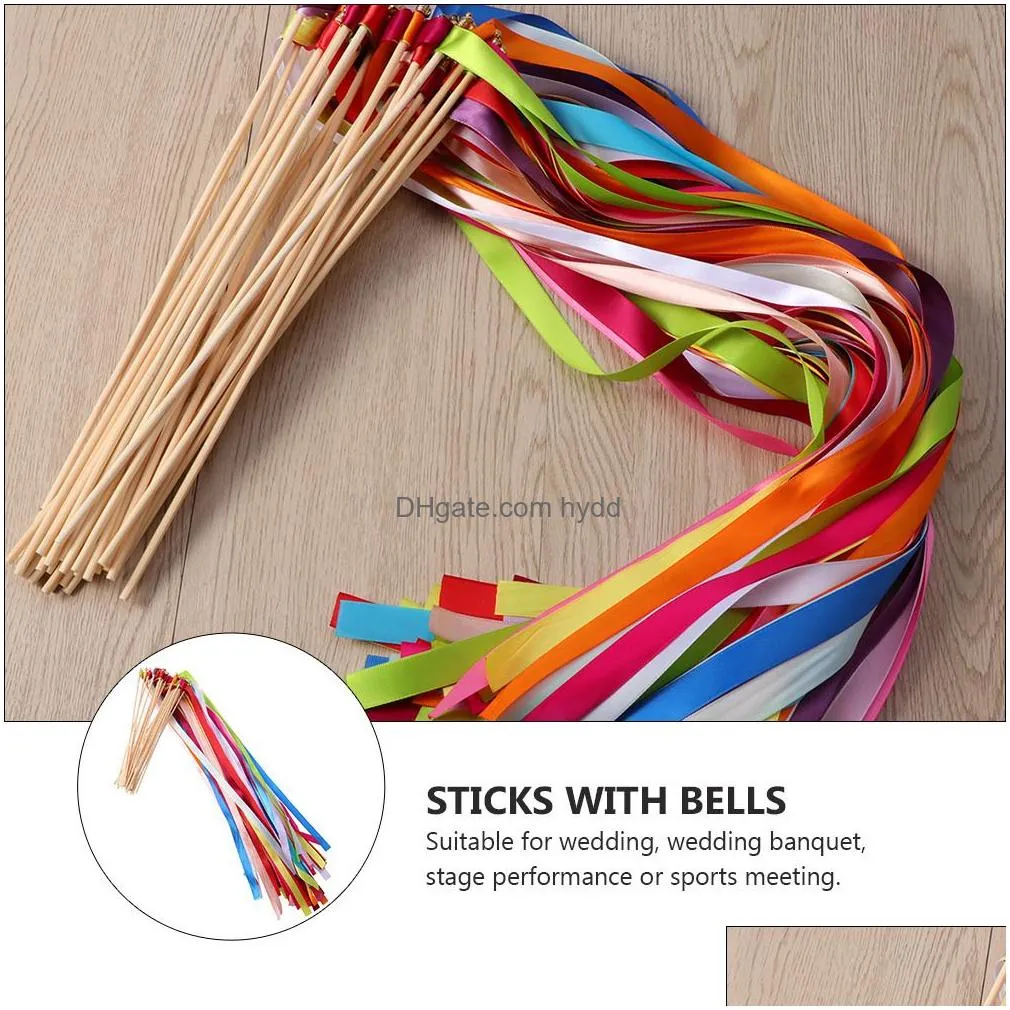 Gift Wrap 20Pcs Dance Ribbons With Wand Rhythmic Gymnastic Ribbon Rainbow Streamer Sticks For Craft Talent Shows 60Cm 230627 Drop De Dhmlc