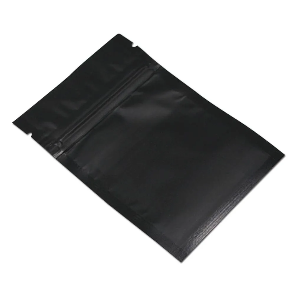 Packaging Bags Wholesale 100 Pieces Matte Black Resealable Mylar Zipper Lock Food Storage For Zip Aluminum Foil Packing Pouches Smel Dhjne