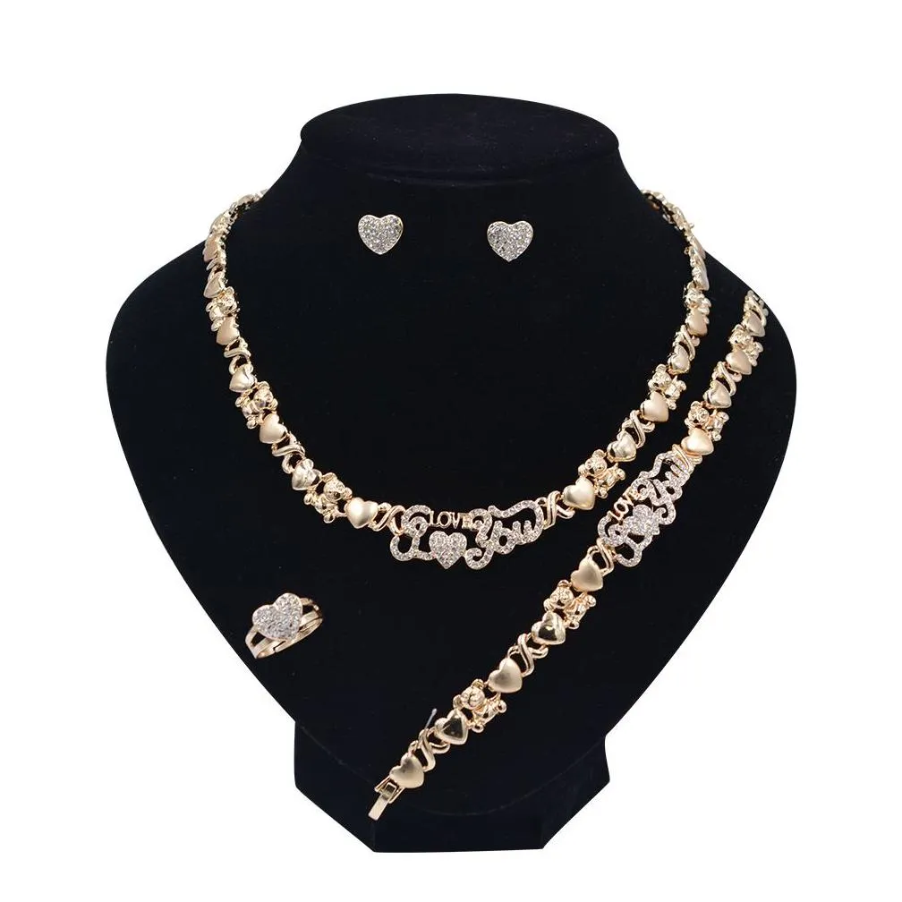 Bracelet, Earrings & Necklace 2 Sets Dubai Jewelry Set For Women Necklaces Earrings 14K Gold Wedding Set9552856 Drop Delivery Jewelry Ot2Ft
