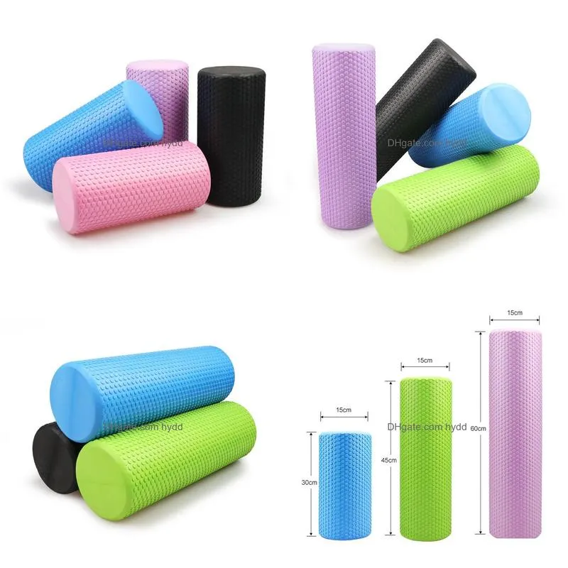 Yoga Blocks 30 45 60Cm Foam Roller High Density Eva Muscle Self Mas Tool For Gym Pilates Fitness Equipment 230316 Drop Delivery Spor Dhrki