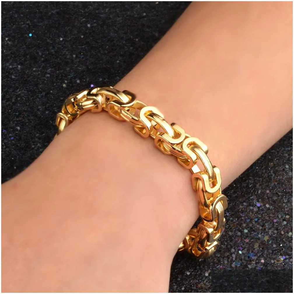 Chain Kasanier Rock And Hip Hop Gold Bracelet 9Mm Colour Man Fashion Jewelry Boss Curb Pendant Drop Delivery Bracelets Dhtpu