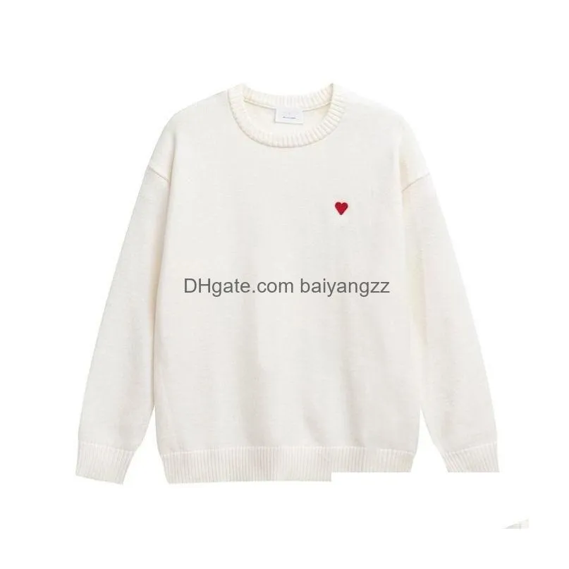 Womens Sweaters Designer Sweater Love Heart A Woman Lover Cardigan Knit V Round Neck High Collar Fashion Letter White Black Long Sle Dhne6