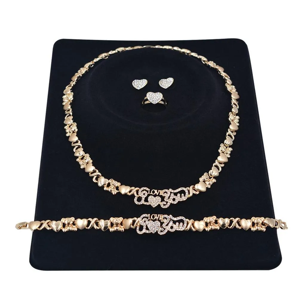 Bracelet, Earrings & Necklace 2 Sets Dubai Jewelry Set For Women Necklaces Earrings 14K Gold Wedding Set9552856 Drop Delivery Jewelry Ot2Ft