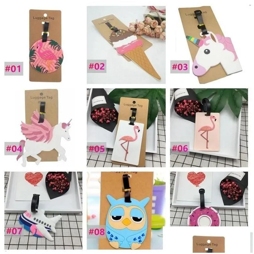 Bag Parts Accessories Travel Creative Lage Tag Animal Cartoon Silica Gel Suitcase Id Addres Holder Baggage Boarding Tags Portable