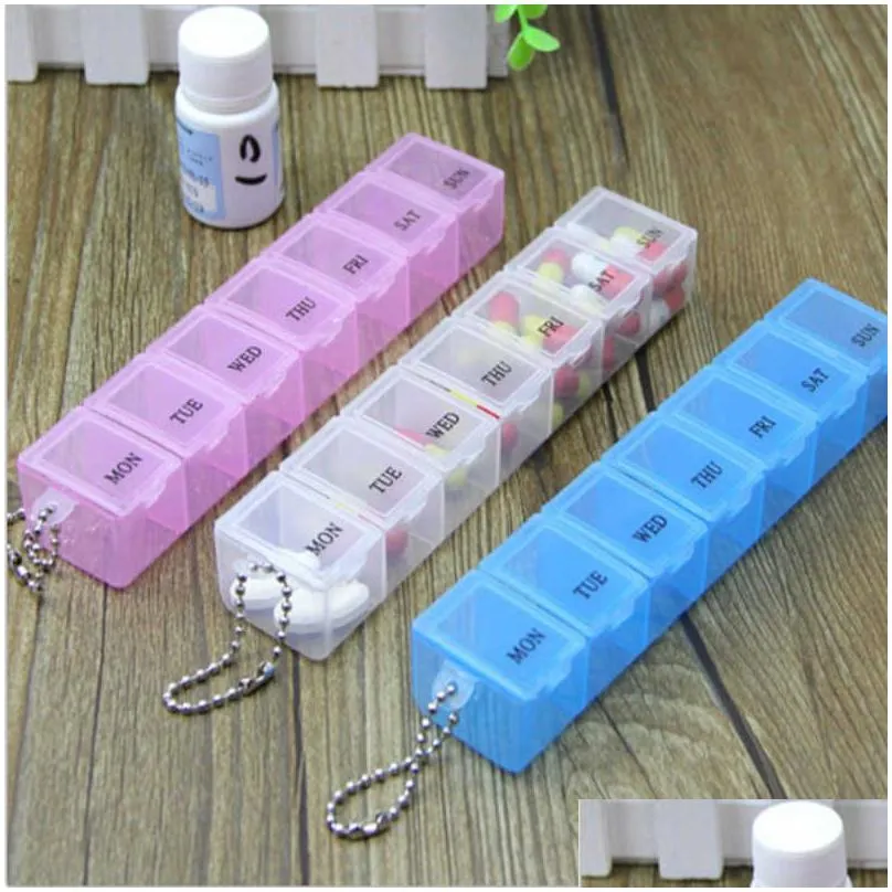 1 Row 7 Squares Weekly 7 Days Tablet Pill Box Holder Medicine Storage Organizer Container Case Dispenser Health Care Science 2022HS