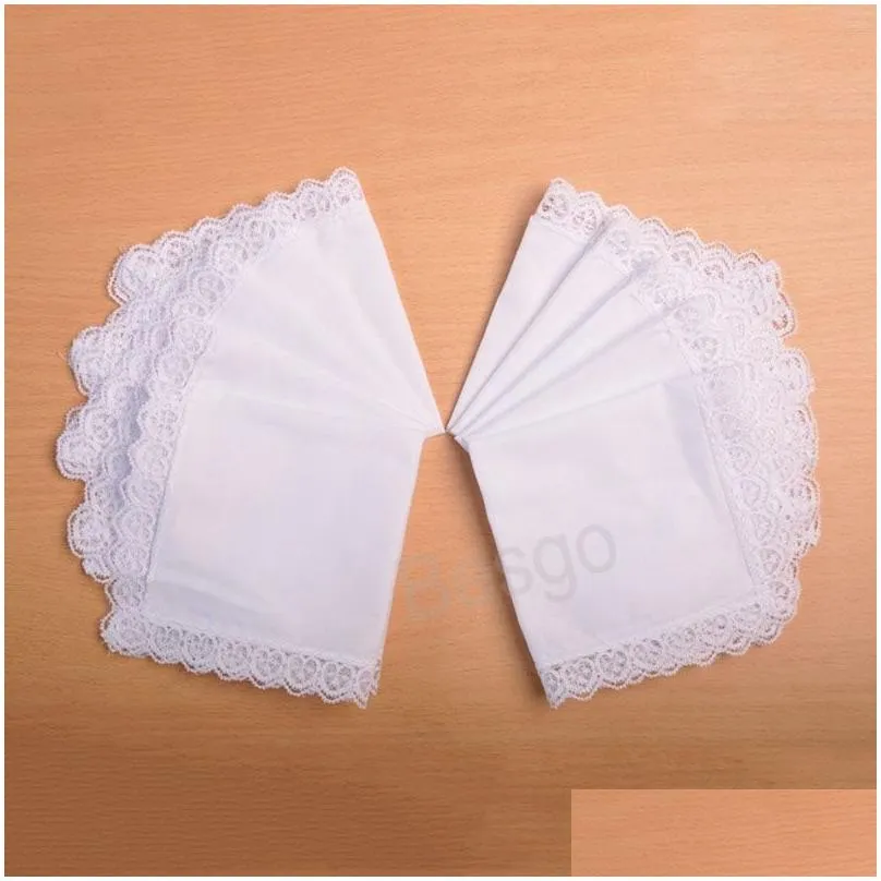 Handkerchief 23X25Cm Cotton White Lace Thin Handkerchief Women Wedding Gifts Party Decoration Cloth Napkins Plain Blank Diy Bh7596 Tyj Dhctx