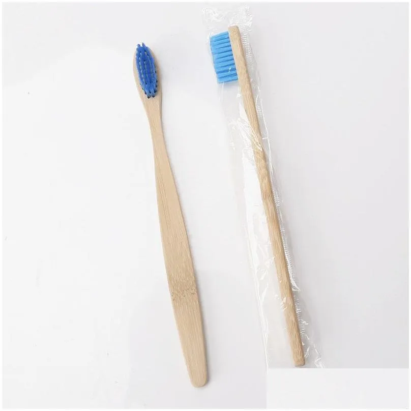 Toothbrush Bamboo Wooden Rainbow Bamboos Toothbrushs Oral Care Soft Bristle Travel Drop Delivery Health Beauty Dhf5Z