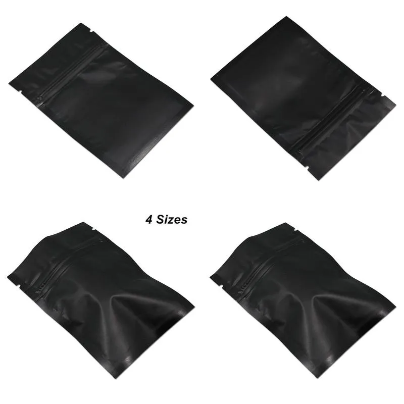 Packaging Bags Wholesale 100 Pieces Matte Black Resealable Mylar Zipper Lock Food Storage For Zip Aluminum Foil Packing Pouches Smel Dhjne