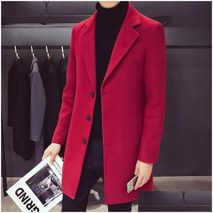 mens wool blends mantel trench bisnis kasual pria wol campuran longgar fashion jaket debu gaya punk 231013