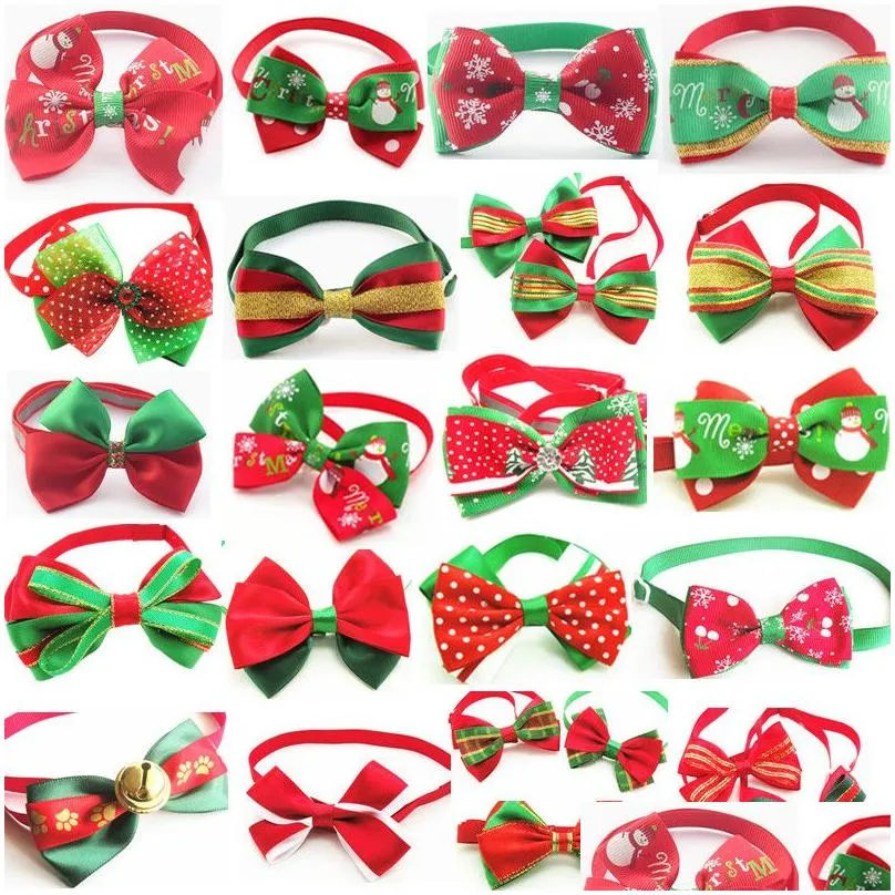 100pcs/lot Dog Apparel Christmas Holiday Pet Puppy Dog Cat Bow Ties Cute Neckties Accessories Grooming Supplies mixed color or choose