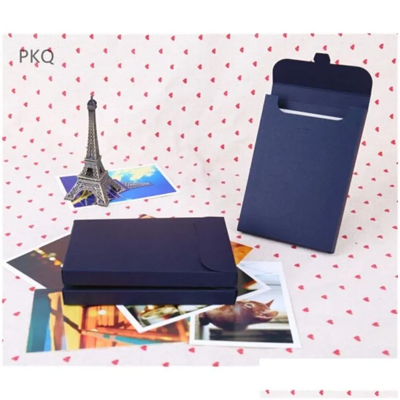 Gift Wrap 50Pcs Blank Kraft Paper Envelope Packaging Box For Postcard P O Greeting Card Packing Cardboard 15.5X10.8X1.5Cm 210517 Dro Otpm1