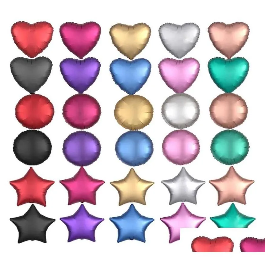 50pcslot 18inch Metal chrome Foil balloon Heart Star Round Matte frosted helium ballons Birthday Wedding party decor whole T6871401