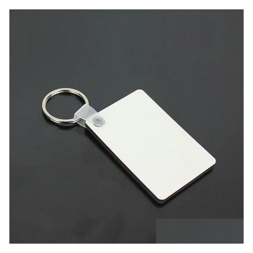 Party Favor Sublimation Blank Keychains Party Favor Sundries Mdf Wooden Key Pendants Thermal Transfer Double-Sided Keyring White Gift Dhbnw