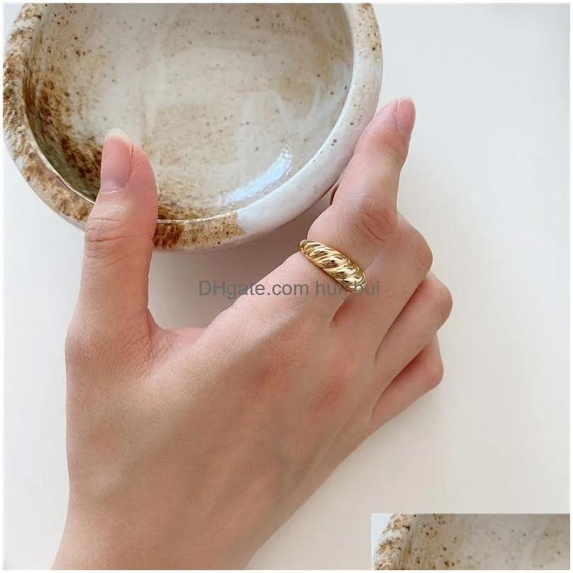 Band Rings 100% 925 Sterling Sier Adjustable For Women Finger Curved Wide Punk Style Ring Fine Jewelry Drop Delivery Dhqc4