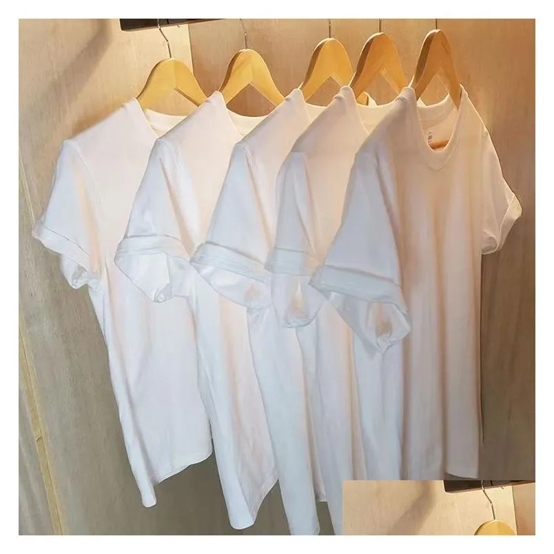 Women`S T-Shirt White Tshirts Womens Pure T Shirt T-Shirt Cotton Short Sleeves Tshirt Drop Delivery Apparel Women`S Clothing Women`S T Otwyq