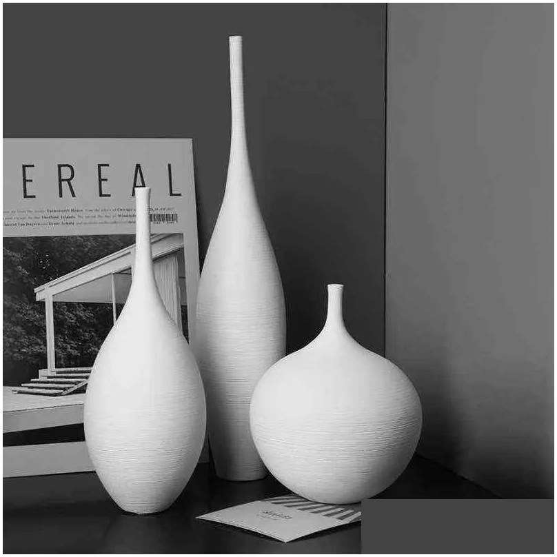 Vases Nordic Ceramic Vase Decoration Home Living Room Dried Flowers Floral Arrangement Tv Cabinet Modern Creative Dining Table 21121 Otocv