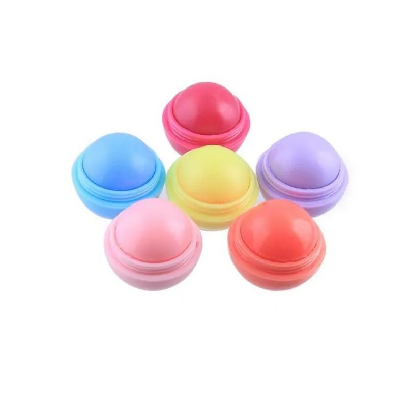 Lip Balm Cute Round Ball 3D Fruit Flavor Mouth Beauty Natural Moisturizing Lips Care Balms Lipstick Drop Delivery Health Makeup Dh6Lu
