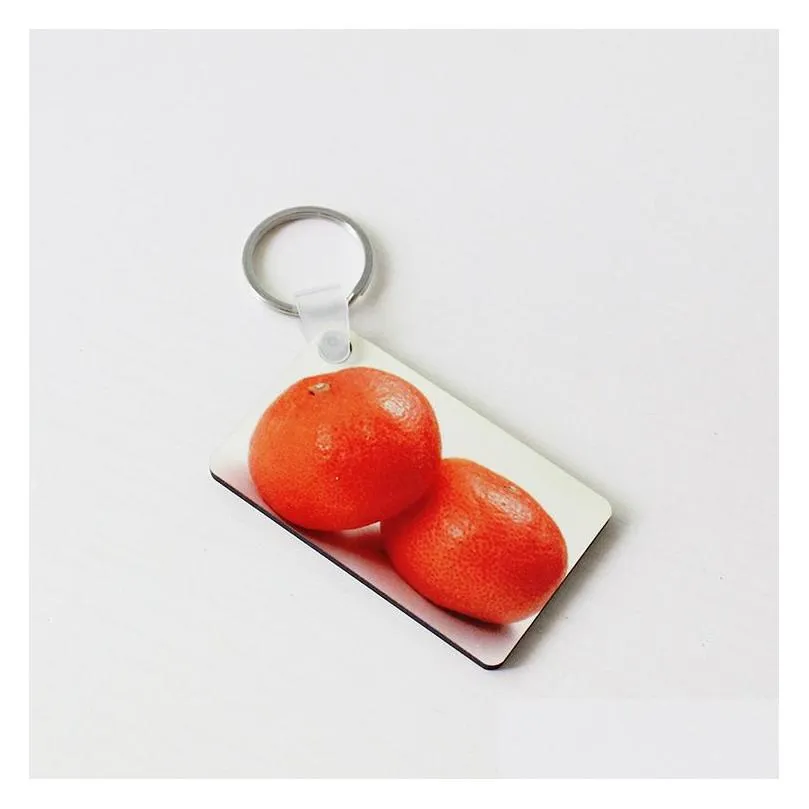 Party Favor Sublimation Blank Keychains Party Favor Sundries Mdf Wooden Key Pendants Thermal Transfer Double-Sided Keyring White Gift Dhbnw