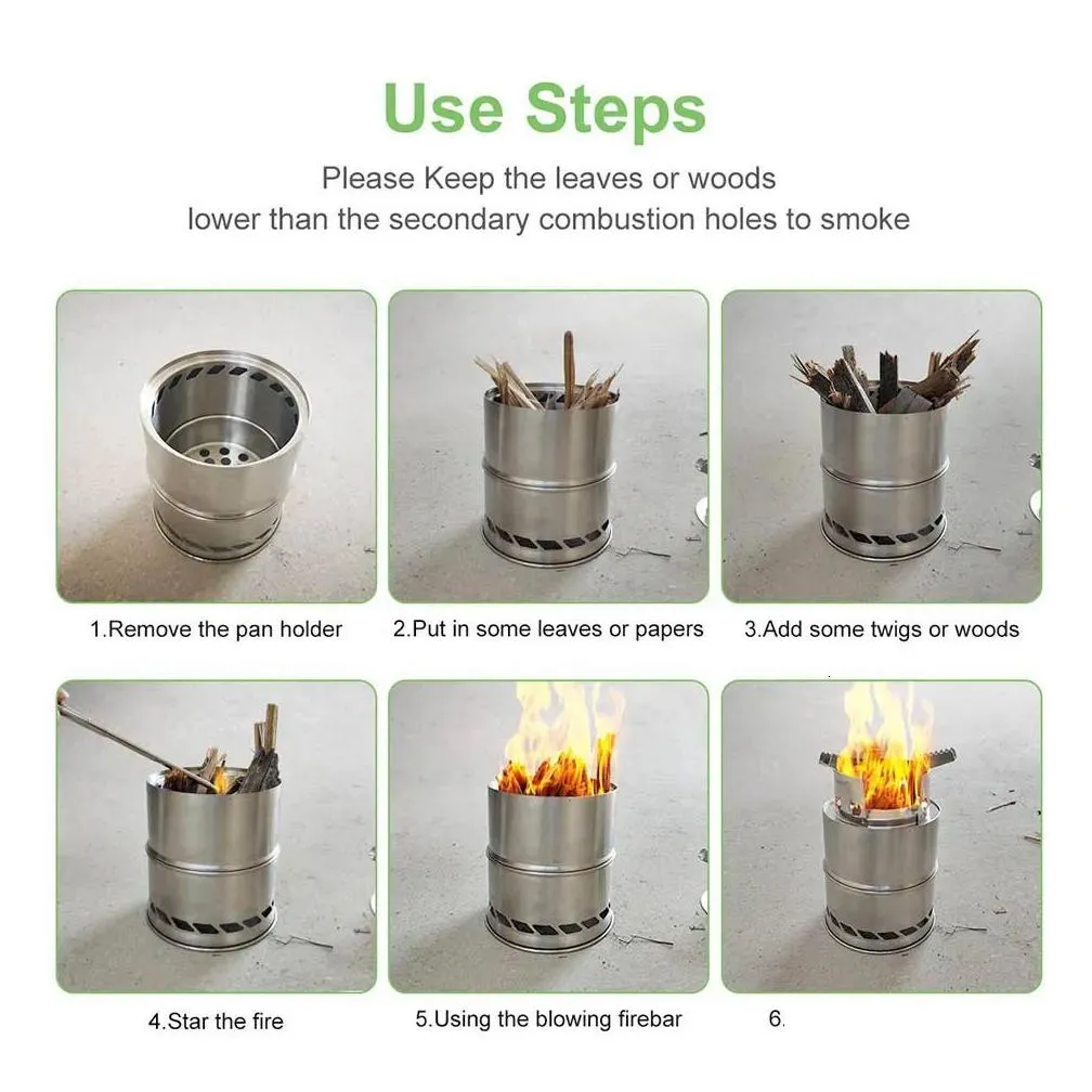 stoves portable outdoor camping stove wood burning mini lightweight stainless steel stove picnic bbq cooker travel adventure tools
