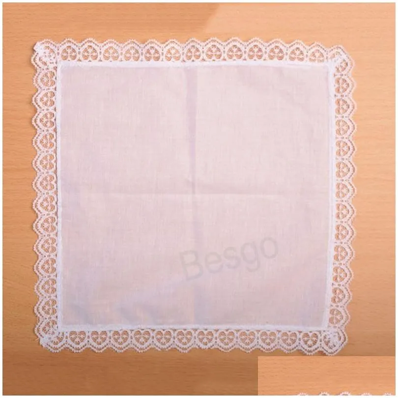 Handkerchief 23X25Cm Cotton White Lace Thin Handkerchief Women Wedding Gifts Party Decoration Cloth Napkins Plain Blank Diy Bh7596 Tyj Dhctx
