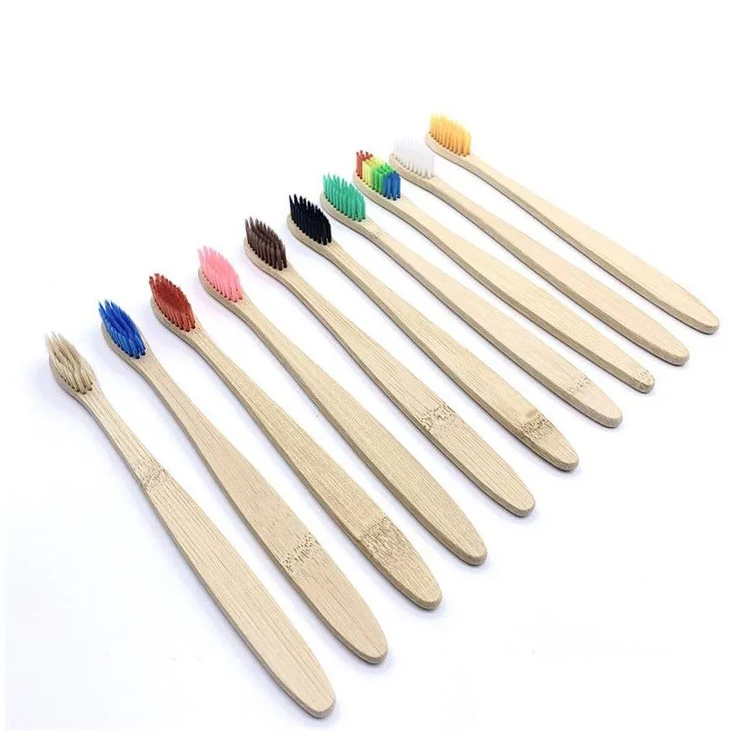 50 Pack Natural Biodegradable Bamboo Toothbrush Reusable Wood Toothbrushes Soft Bristles Teeth brush Eco-Friendly Oral Care