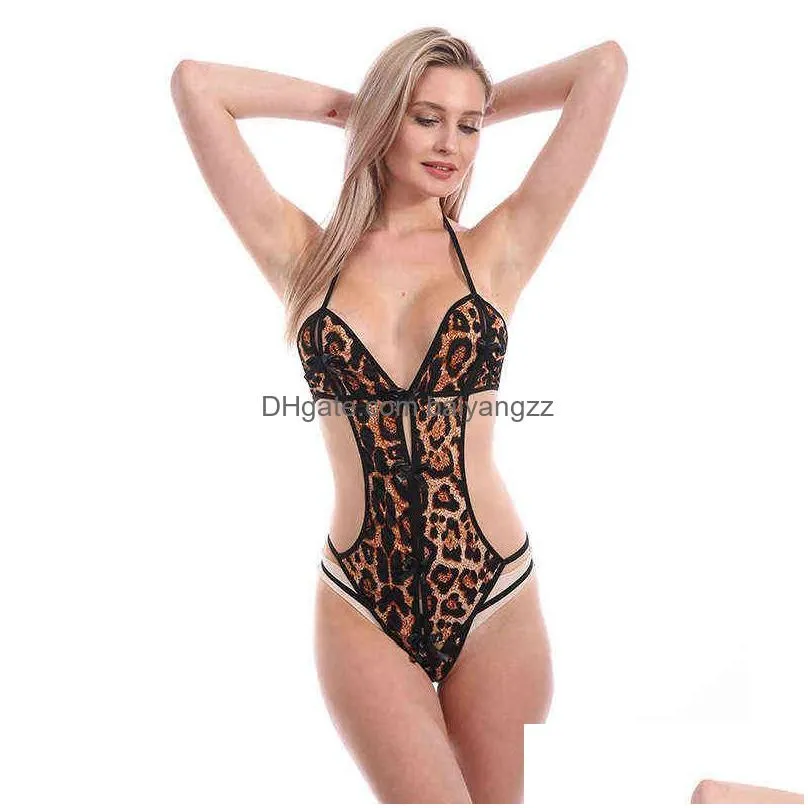 Sexy Set Pajamas Female Adt Leopard Print Production Fun Underwear 211203 Drop Delivery Apparel Dht5F