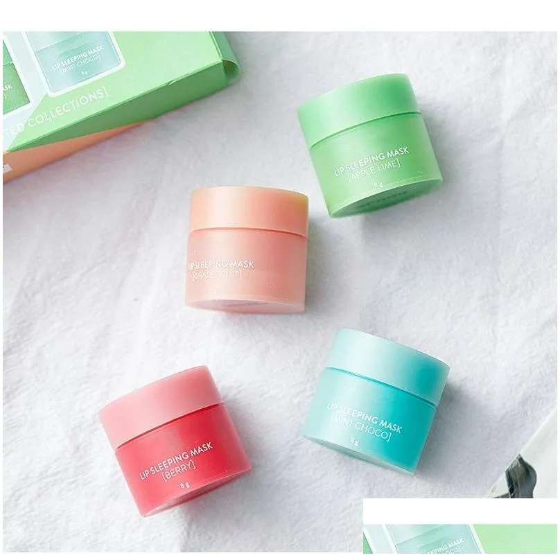 Other Massage Items Korean Brand Special Care 8G Lip Balm Slee Mask 4Pcs/Set Scented Nutritious Moisturizing Lips Cares Cream Drop D Dhcwk