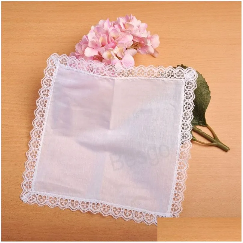 Handkerchief 23X25Cm Cotton White Lace Thin Handkerchief Women Wedding Gifts Party Decoration Cloth Napkins Plain Blank Diy Bh7596 Tyj Dhctx