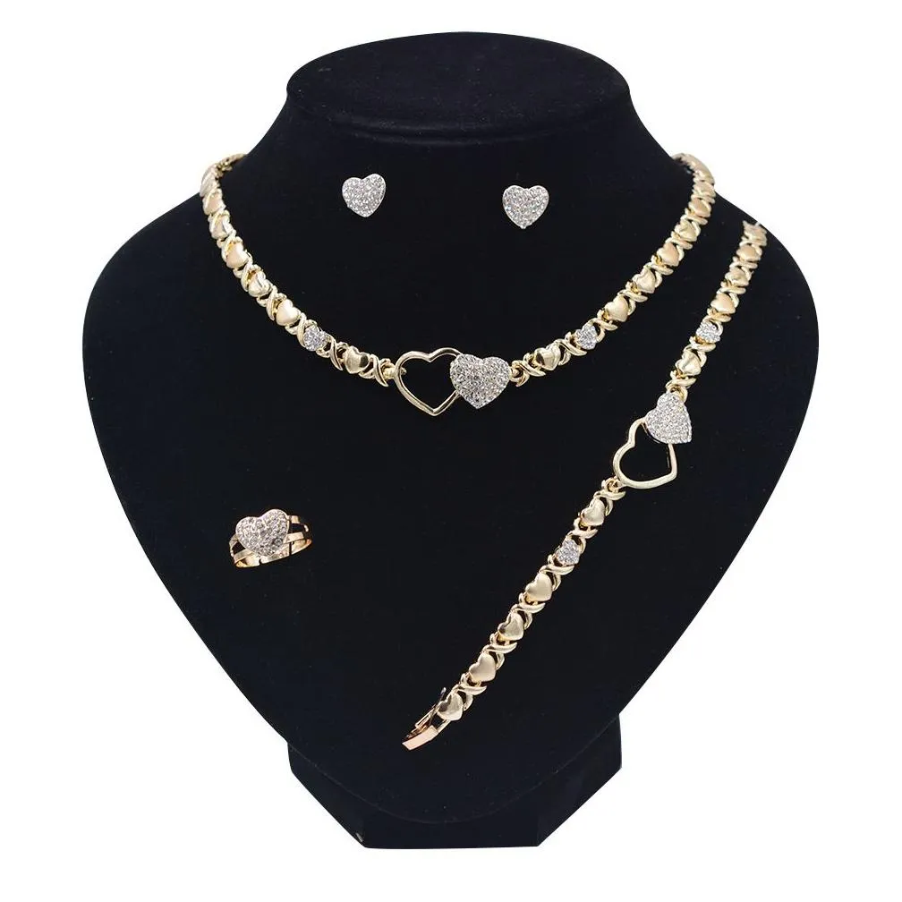 Bracelet, Earrings & Necklace 2 Sets Dubai Jewelry Set For Women Necklaces Earrings 14K Gold Wedding Set9552856 Drop Delivery Jewelry Ot2Ft
