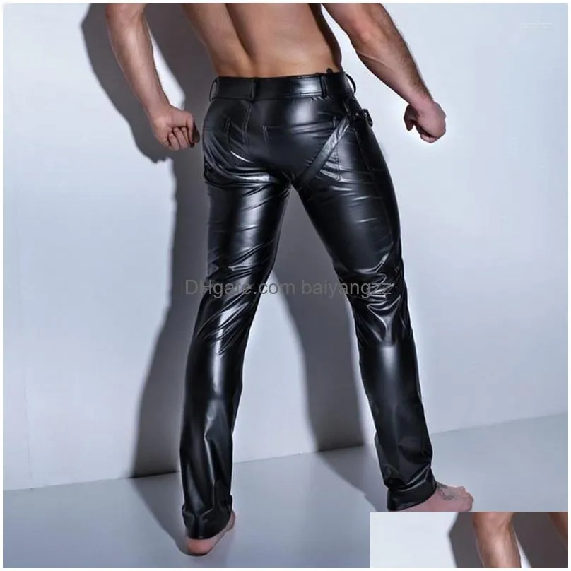 Womens Panties Trousers Open Crotch Pu Leather Latex Leggings Fitness Pencil Clubwear Gay Sexy Wetlook Drop Delivery Apparel Underwea Dh9Xo