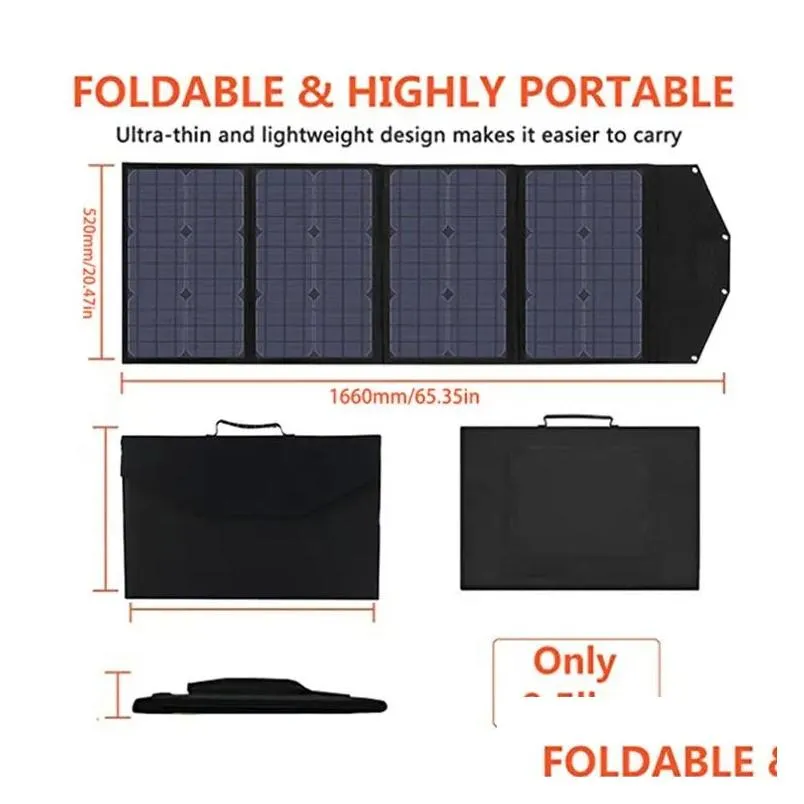 Wireless Chargers 120W 18V Four-Fold Foldable Solar Panel Kickstand Design Dcadd2Xusbaddtype-C Outputs Portable  For Outdoor Ca Ot0Cs