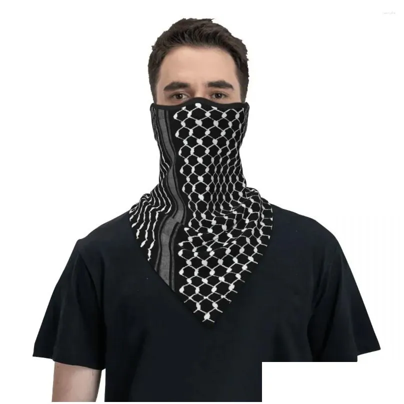 Bandanas Bandanas Palestinian Traditional Hatta Kufiya Winter Neck Mask Warmer Running Tube Scarf Palestine Arabic Keffiyeh Face Banda Otcqb