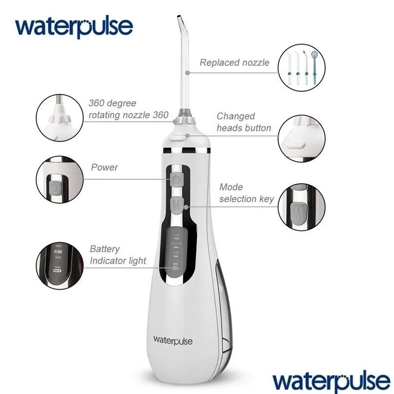 Other Massage Items Oral Waterpse V500 Portable Irrigator Dental Water Flosser Cordless  4 Mode Waterproof For Teeth Cleaner 2211 Dh2S0