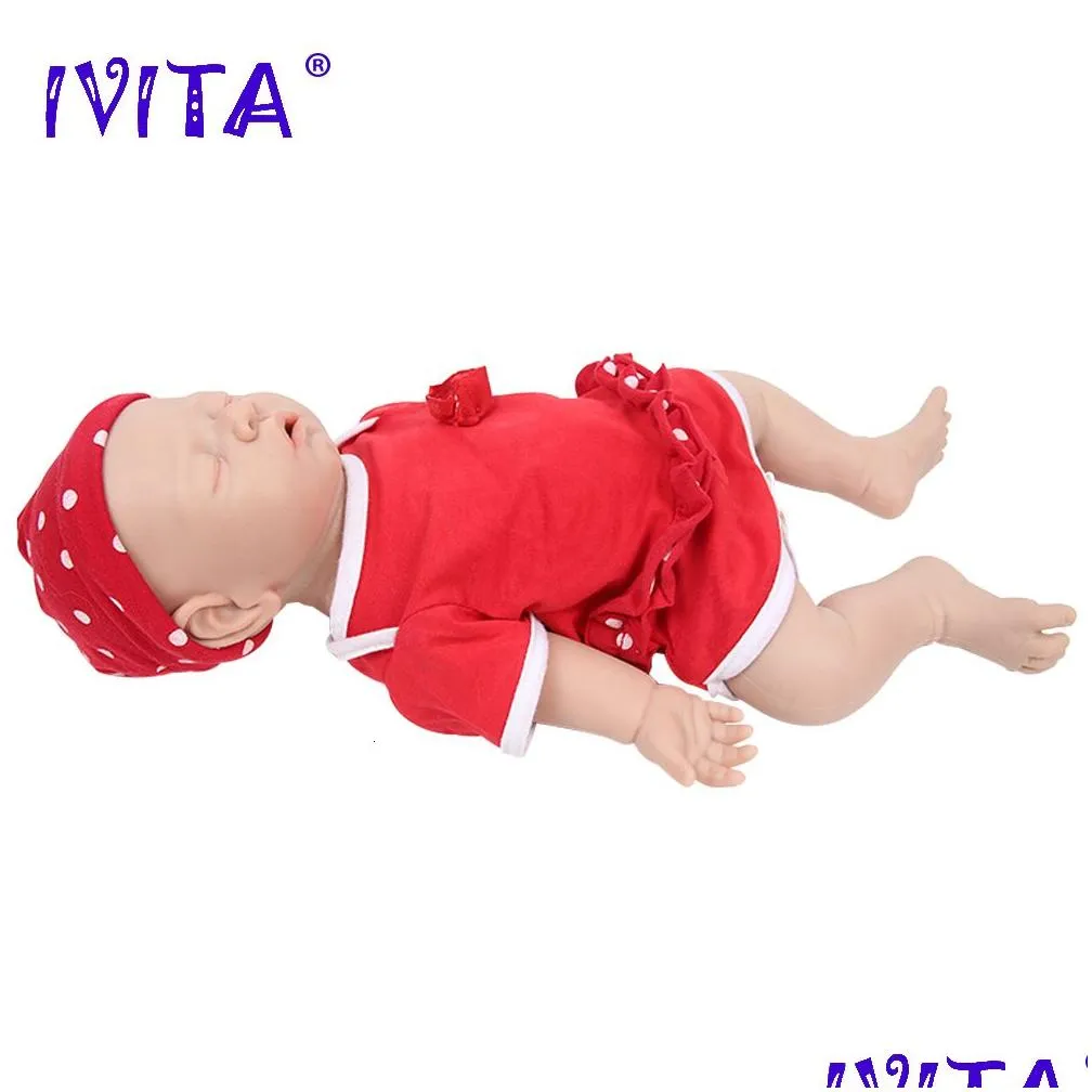 Dolls IVITA WG1528 43cm Full Body Silicone Reborn Baby Doll Realistic Girl Unpainted Toys with Pacifier for Children Gift 230710