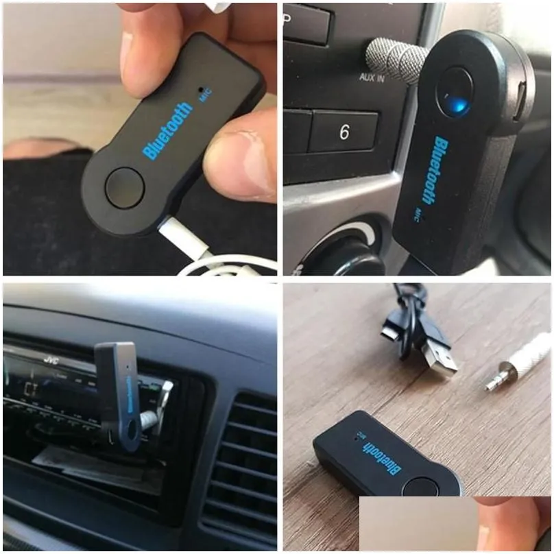 bluetooth car kit aux o receiver adapter stereo music reciever hands wireless with mic2931913