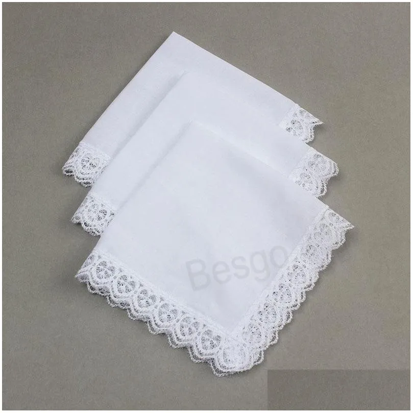 Handkerchief 23X25Cm Cotton White Lace Thin Handkerchief Women Wedding Gifts Party Decoration Cloth Napkins Plain Blank Diy Bh7596 Tyj Dhctx