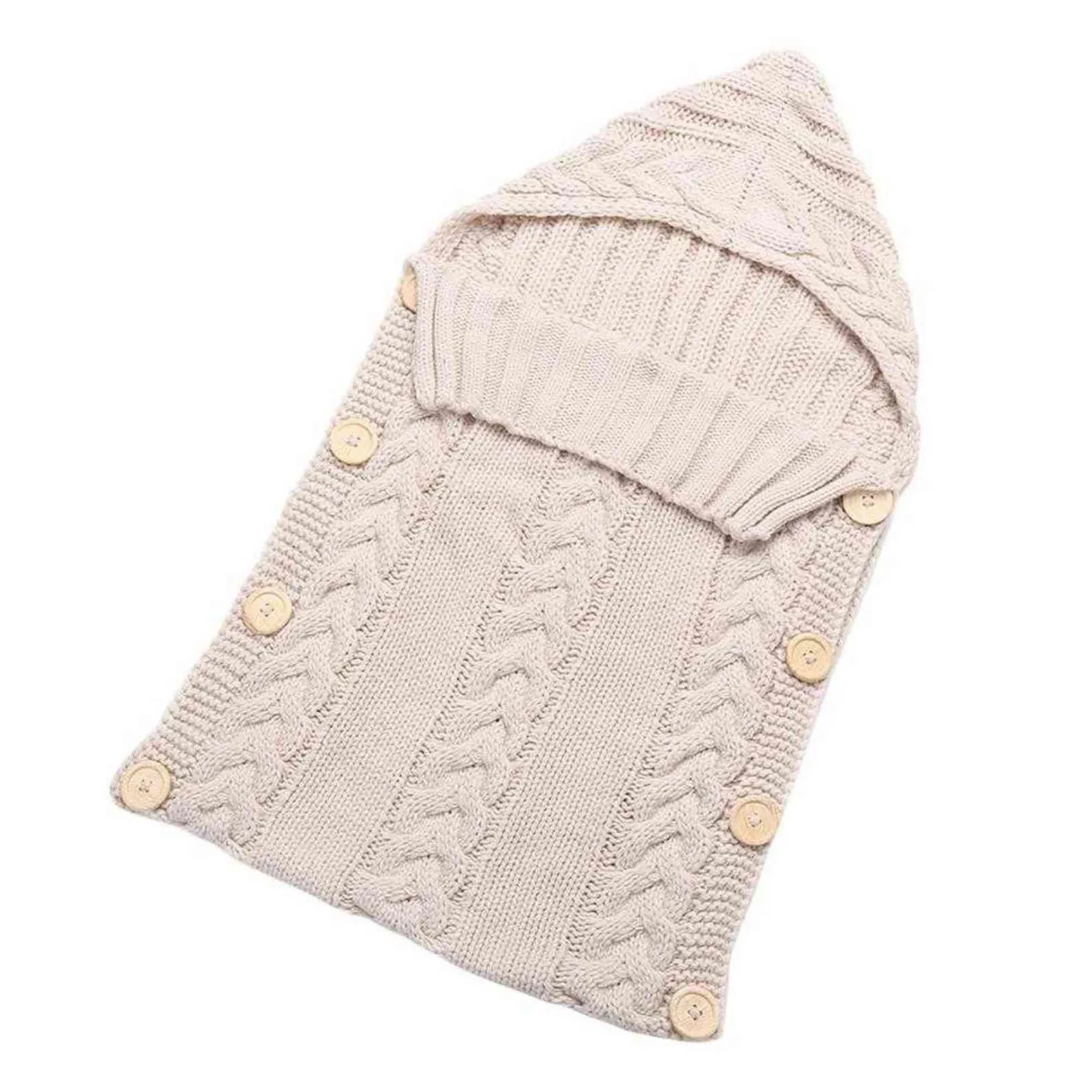 born Infant Knitted Crochet Hooded Sleeping Bags Toddler Baby Boys Girls Button Blanket Knit Warm Swaddle Wrap Bag 211101