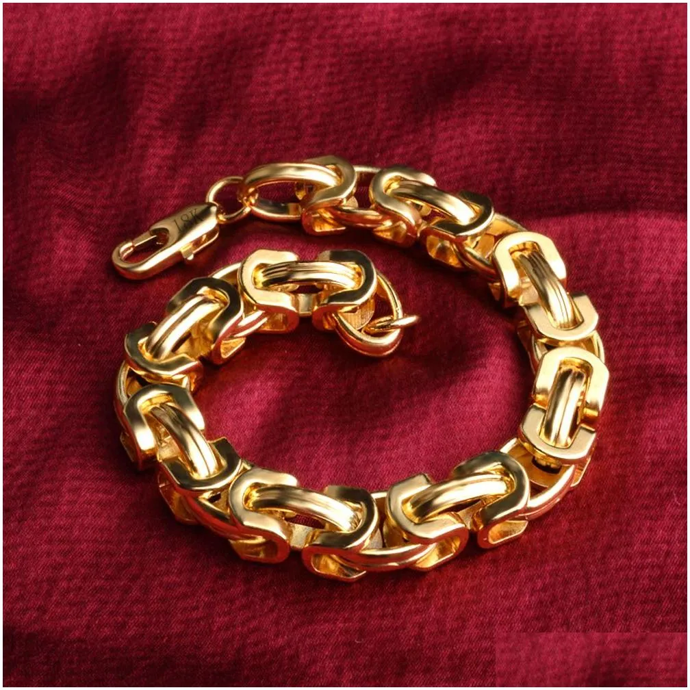 Chain Kasanier Rock And Hip Hop Gold Bracelet 9Mm Colour Man Fashion Jewelry Boss Curb Pendant Drop Delivery Bracelets Dhtpu