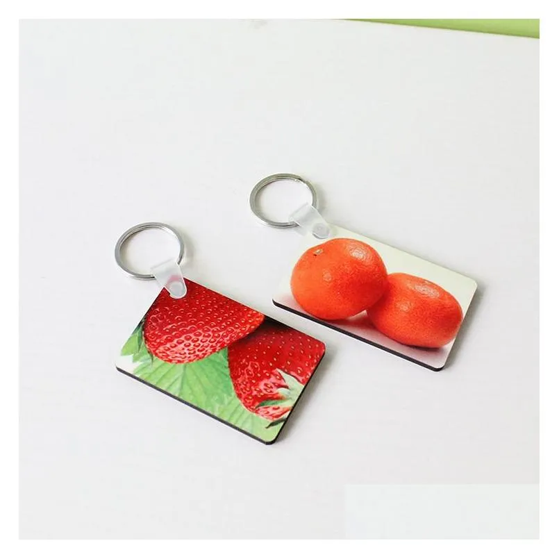 Party Favor Sublimation Blank Keychains Party Favor Sundries Mdf Wooden Key Pendants Thermal Transfer Double-Sided Keyring White Gift Dhbnw