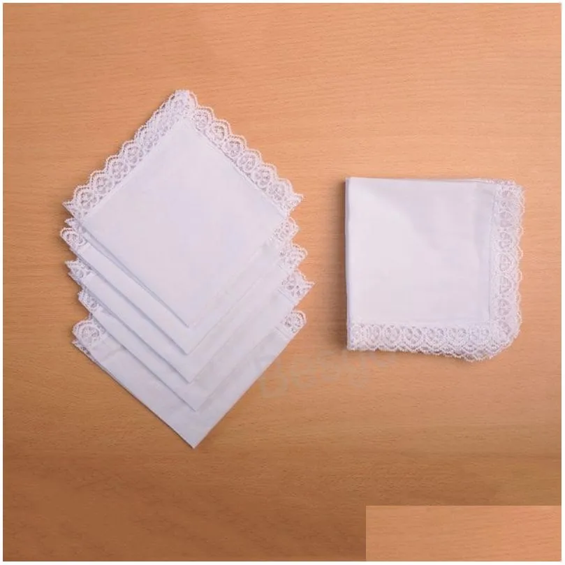 Handkerchief 23X25Cm Cotton White Lace Thin Handkerchief Women Wedding Gifts Party Decoration Cloth Napkins Plain Blank Diy Bh7596 Tyj Dhctx