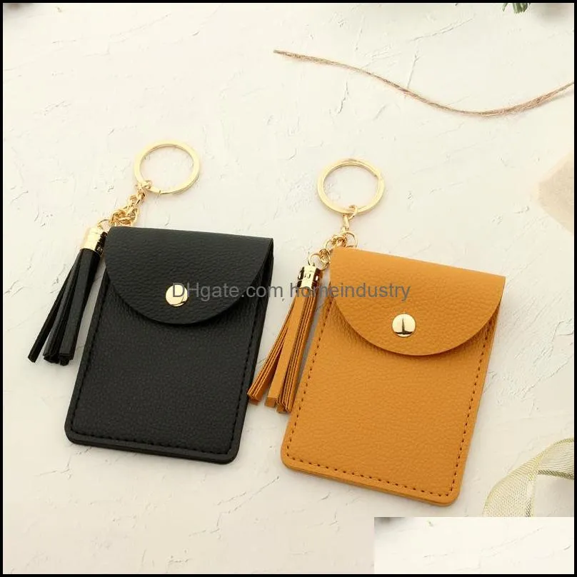 pu leather card holder ladies wallet coin fashion keychain party favor wholesale bracelet keyring for women